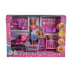 Papusa Steffi Love cu 3 bebelusi si accesorii pentru joaca
