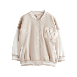 Next Geacă de primăvară-toamnă 'Bestickte Varsity' bej / alb