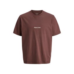 JACK & JONES Tricou 'JORNorrebro' maro / alb