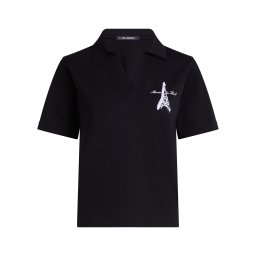 Karl Lagerfeld Tricou 'PARIS SKETCH EIFFEL' mov prună / negru / alb