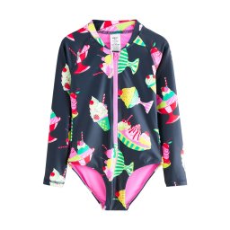 Next Costum de baie întreg albastru marin / verde / roz deschis / roșu