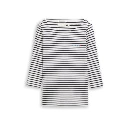 TOM TAILOR Tricou bleumarin / alb murdar