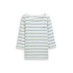 TOM TAILOR Tricou bleumarin / albastru fumuriu / albastru deschis / alb