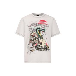 Ed Hardy Tricou gri / negru / alb