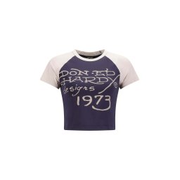 Ed Hardy Tricou 'Drawn Panther Ringer' albastru marin / gri / gri închis / alb