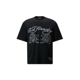 Ed Hardy Tricou 'Doppel-Panther' albastru deschis / gri / negru