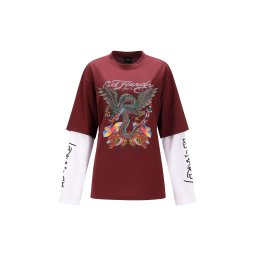 Ed Hardy Tricou roşu închis / negru / alb