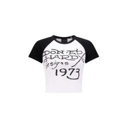 Ed Hardy Tricou 'Panther Ringer' portocaliu / roșu / negru / alb