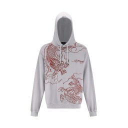 Ed Hardy Bluză de molton 'Battle Dragon' gri / roșu