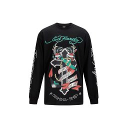 Ed Hardy Tricou verde iarbă / roșu burgundy / negru / alb