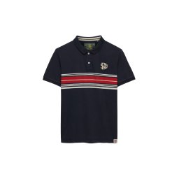 Superdry & Co Tricou bej / albastru marin / roșu
