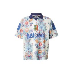 Just Cavalli Tricou albastru / azur / portocaliu deschis / alb