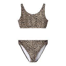 NAME IT Costum de baie două piese 'NKFZAnimal' maro închis / gri taupe / negru