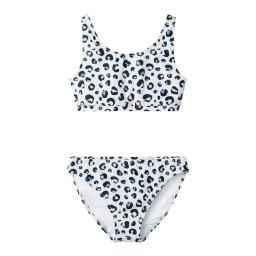 NAME IT Costum de baie două piese 'NKFZAnimal' albastru pastel / portocaliu caisă / roz / negru