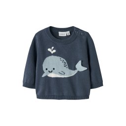 NAME IT Pulover 'NBMFosea' indigo / albastru fumuriu / negru / alb