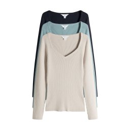 The Set Pulover bej / bleumarin / albastru deschis