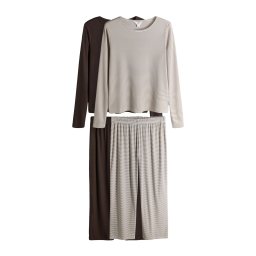 The Set Pijama bej deschis / bej închis / maro închis / mov mură