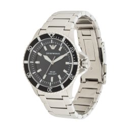 Emporio Armani Ceas analogic 'WORLD EXPLORER' negru / argintiu