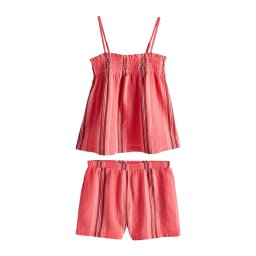 Next Costum cu pantaloni portocaliu pastel / roz pitaya / roz zmeură / roșu vin