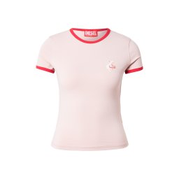 DIESEL Tricou 'UNCUTIES' roz / roșu / alb
