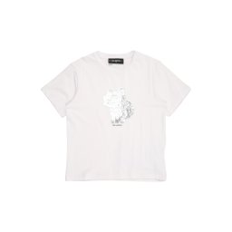 Karl Lagerfeld Tricou gri argintiu / alb