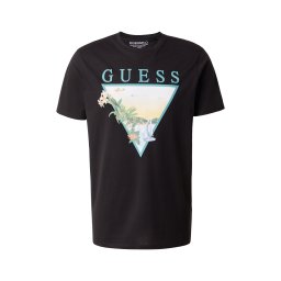GUESS Tricou albastru deschis / galben / verde / negru
