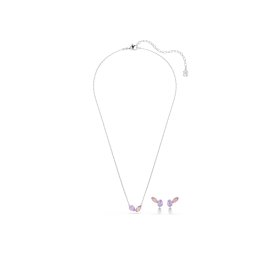 Swarovski Set de bijuterii mov liliachiu / roz / argintiu