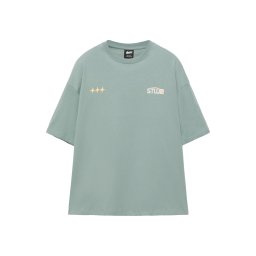 Pull&Bear Tricou turcoaz / alb