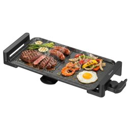 Gratar electric STARCREST SGR-4726, 2000 W, Termostat reglabil, Placa cu invelis ceramic tip grill neted, Suprafata de gatire 47 x 26.5 cm, Negru Inox