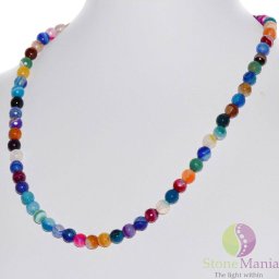 Colier agat multicolor sfere fatetate 6mm