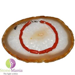 Bratara coral rosu natural si argint 925