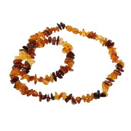 Colier din chihlimbar natural pentru adulti, chipsuri cu noduri 8-9mm, culoare - mix miere, coniac si cireasa