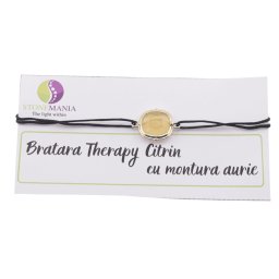 Bratara Therapy Citrin patrat cu montura aurie