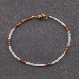 Bratara Piatra lunii, Granat Hessonit, Opal sfere fatetate 2mm si Acvamarin discuri fatetate 2mm
