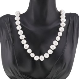 Colier Perle de Mallorca ovale albe, 13mm