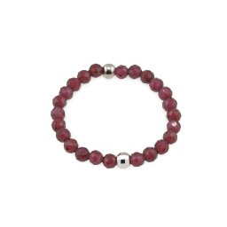 Inel pe elastic cu Granat Rhodolit si argint 925, sfere fatetate 2-3mm