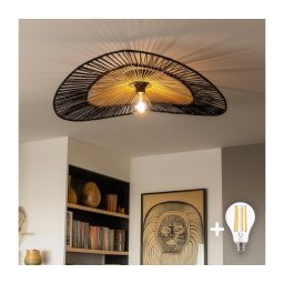 Brilagi - Plafonieră LED aplicată CERIA BOHO, 1 x E27 (max. 40 W), 230 V, diam. 50 cm, negru/maro/stejar