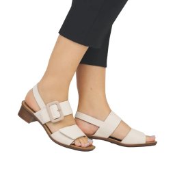 Sandale dama din piele naturala, Rieker 62663-61, bej