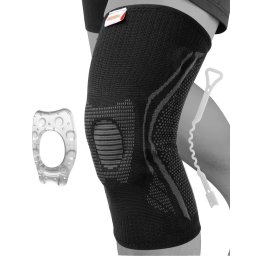 Genunchiera ONETWOFIT, silicon/textil, negru/gri, marimea M