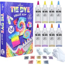 Set de 8 tuburi cu vopsea pentru textile, 8 manusi si 40 benzi Winsons, textil/cauciuc, multicolor