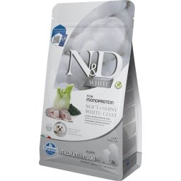 FARMINA N&D White Dog Puppy Medium Maxi Sea Bass, Spirulina, Fennel 2 kg Mancare catei talie medie, cu blana alba