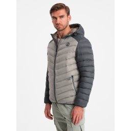 Ombre Men's quilted nylon sports style jacket - ash