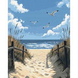 Set pictura pe numere, cu sasiu, Paradis de nisip, 40x50 cm