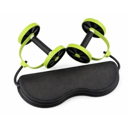 Aparat fitness cu role duble si corzi elastice pentru abdomene spate brate si picioare