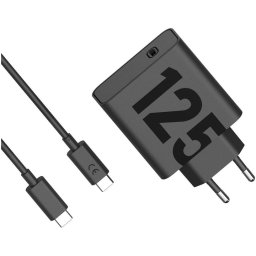 Incarcator retea original Motorola TurboPower 125W GaN, port USB Type-C, inclus cablu USB Type-C (6.5A), Negru