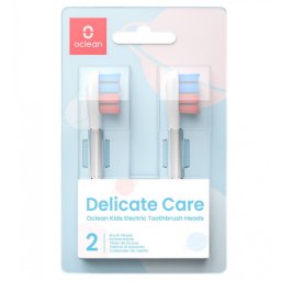 Set 2 capete de schimb pentru periuta de dinti electrica Oclean Delicate Care, Moale, pentru copii, DuPont Fiber cu fluorura, Alb