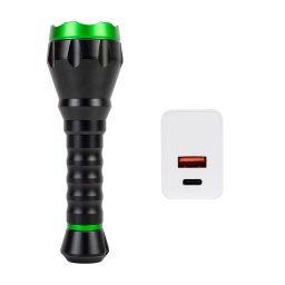 Lanterna PNI Adventure F750 Green Light PNI-ADVF750, aluminiu, LED 10W, 500 lm, pana la 850 m, 4000mAh, IP44, 4000mAh inclus, cu alimentator PNI CHG300 inclus