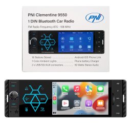 MP5 player auto PNI Clementine 9550 1DIN display 4 inch 50Wx4 PNI-MP5-9550, Bluetooth, radio FM, Carplay, functie RDS