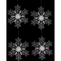 Set de decorațiuni de Crăciun Fulgi de zăpadă, 4 bucăți, argintiu, 23 x 1 x 26 cm, argintiu