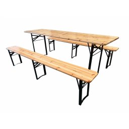 Set Mobilier Gradina Heinner HR-DMBL002 | 2 Banci + 1 Masa, 177x60x75cm, Lemn